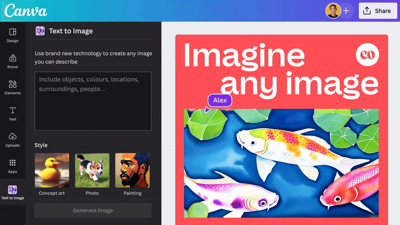 ฟีเจอร์ Text to Image ของ Canva AI