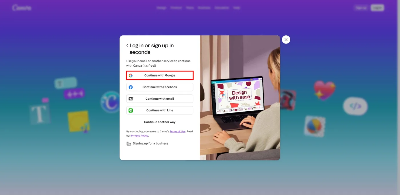 ขั้นตอนที่ 2 เลือกเข้าสู่ระบบด้วย Google